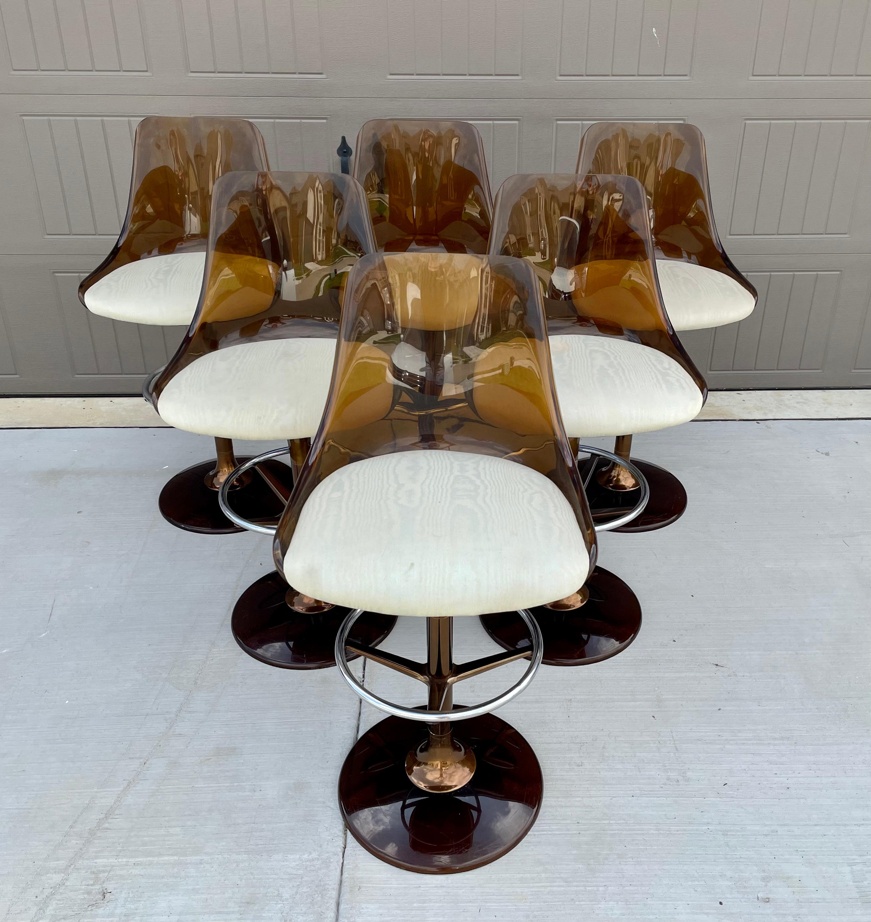 Smoked Lucite and Chrome Barstools 11
