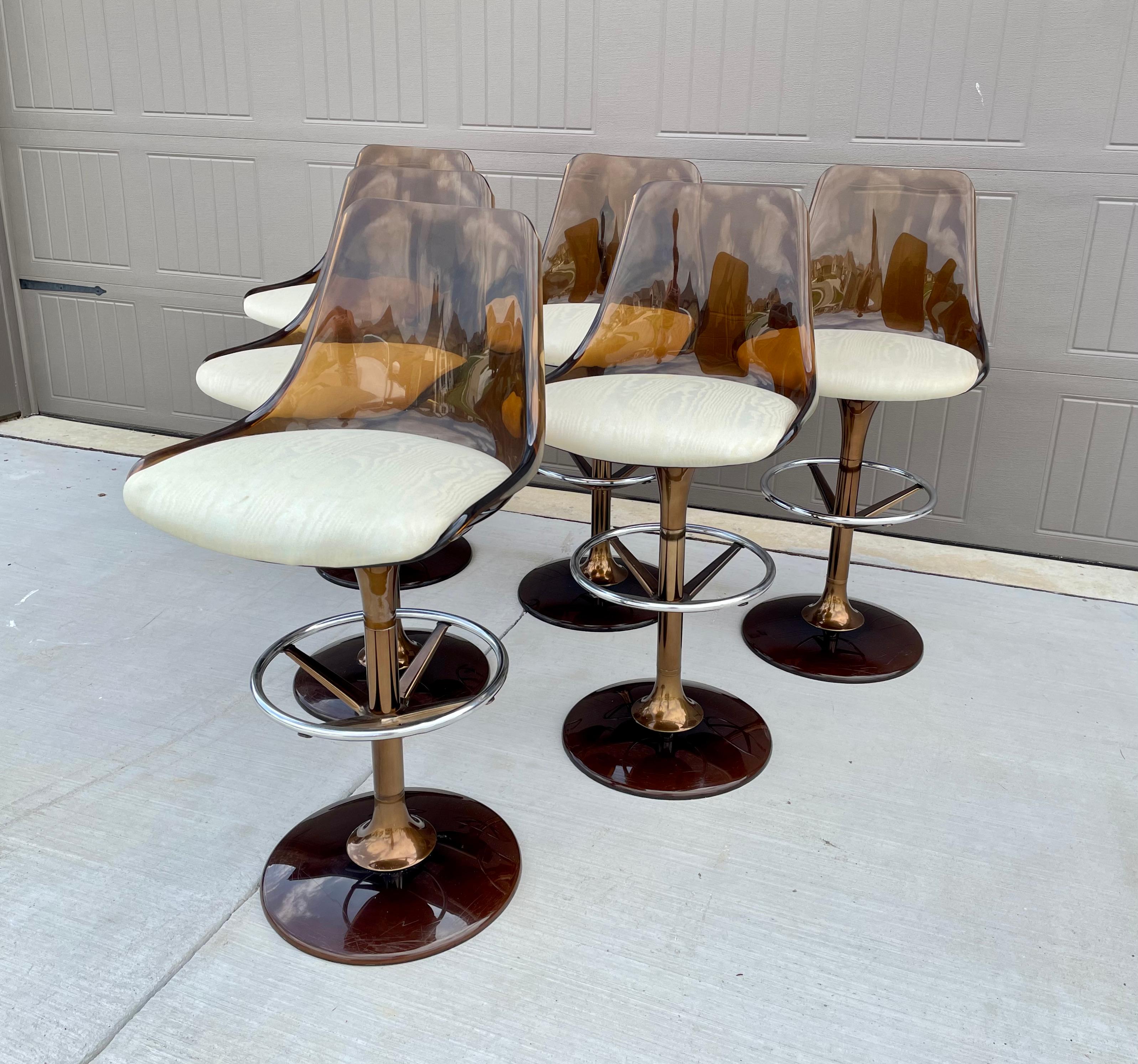 Smoked Lucite and Chrome Barstools 12