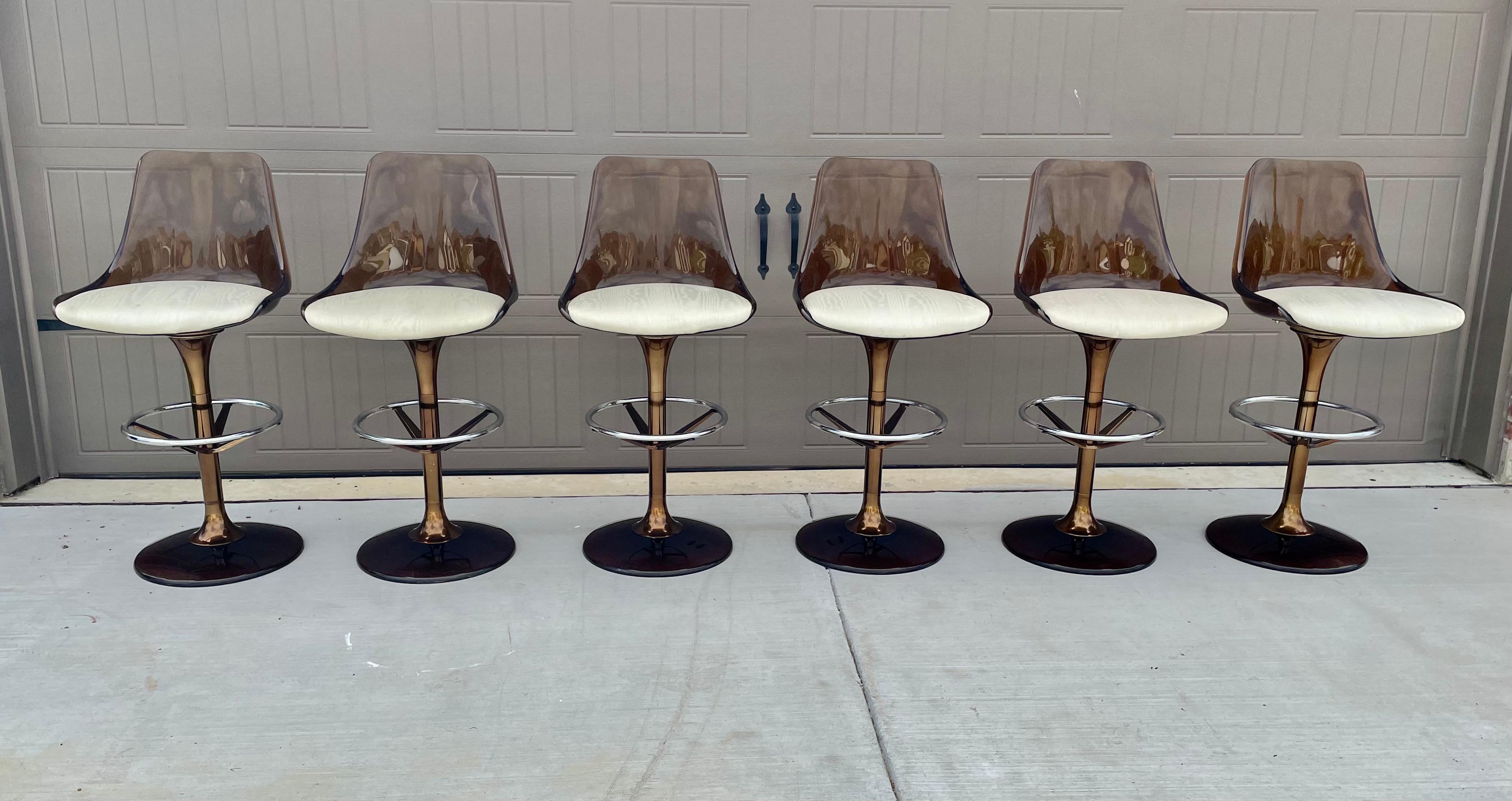 Smoked Lucite and Chrome Barstools 2