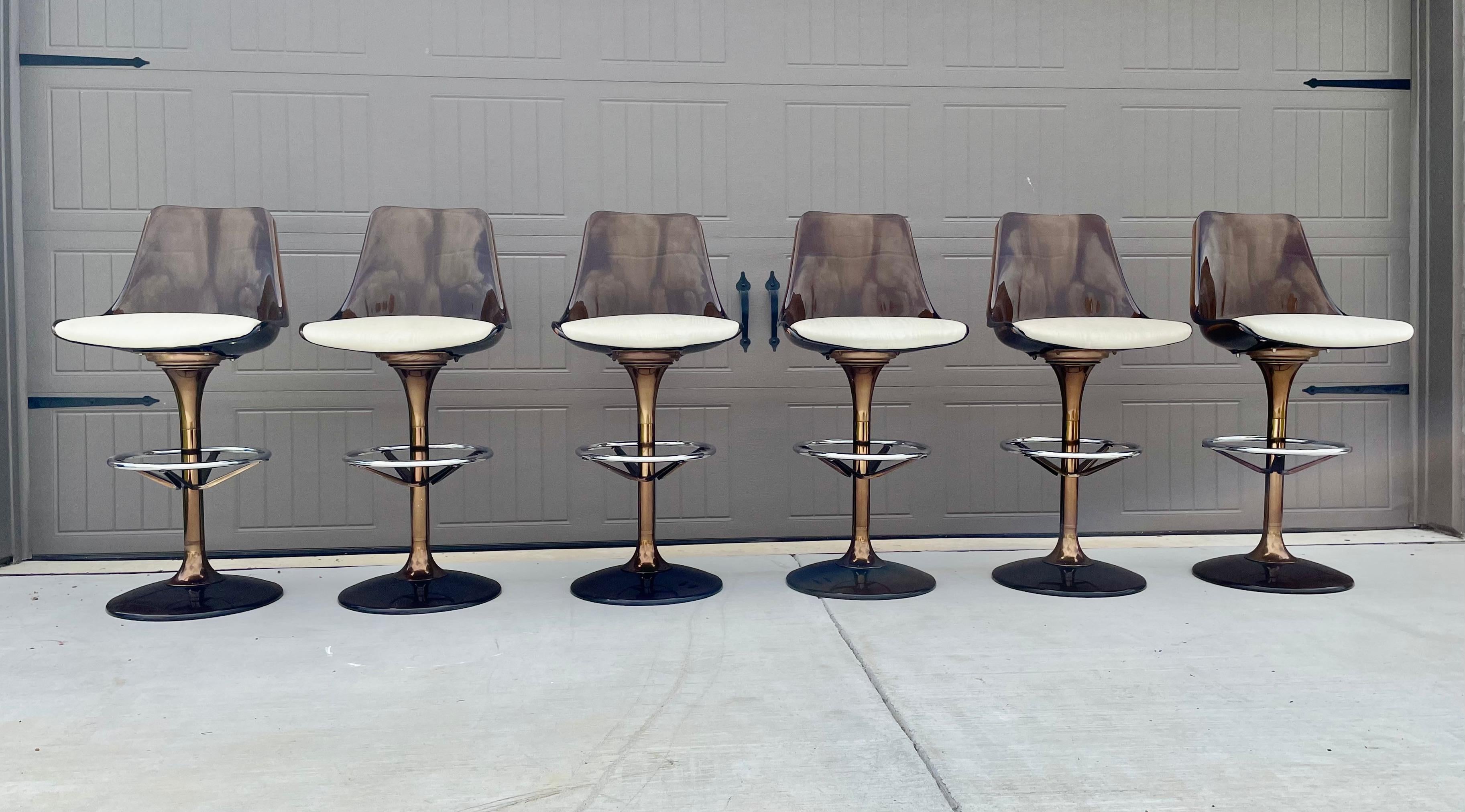 Smoked Lucite and Chrome Barstools 3