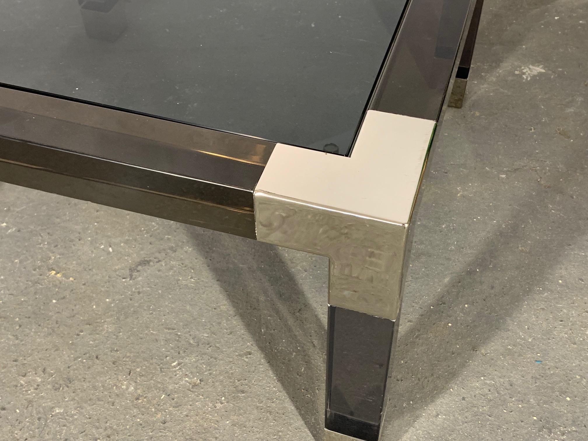 Hollywood Regency Smoked Lucite and Chrome Coffee Table by Jonathan Adler For Sale