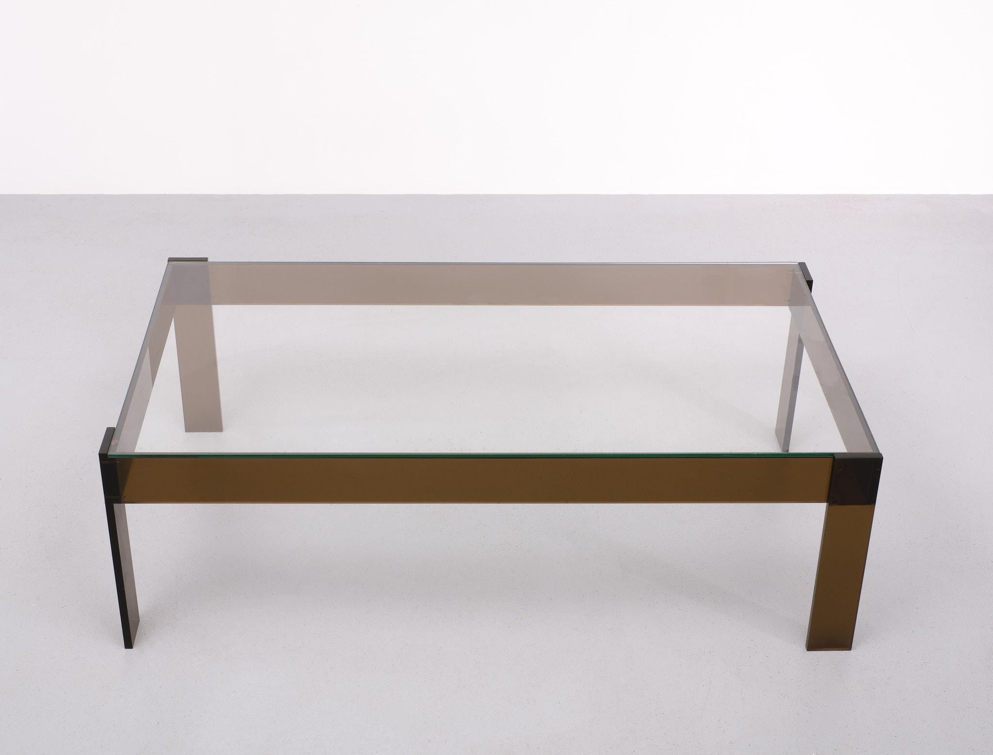 French Smoked Lucite coffee table Space Ace  France 1970s For Sale