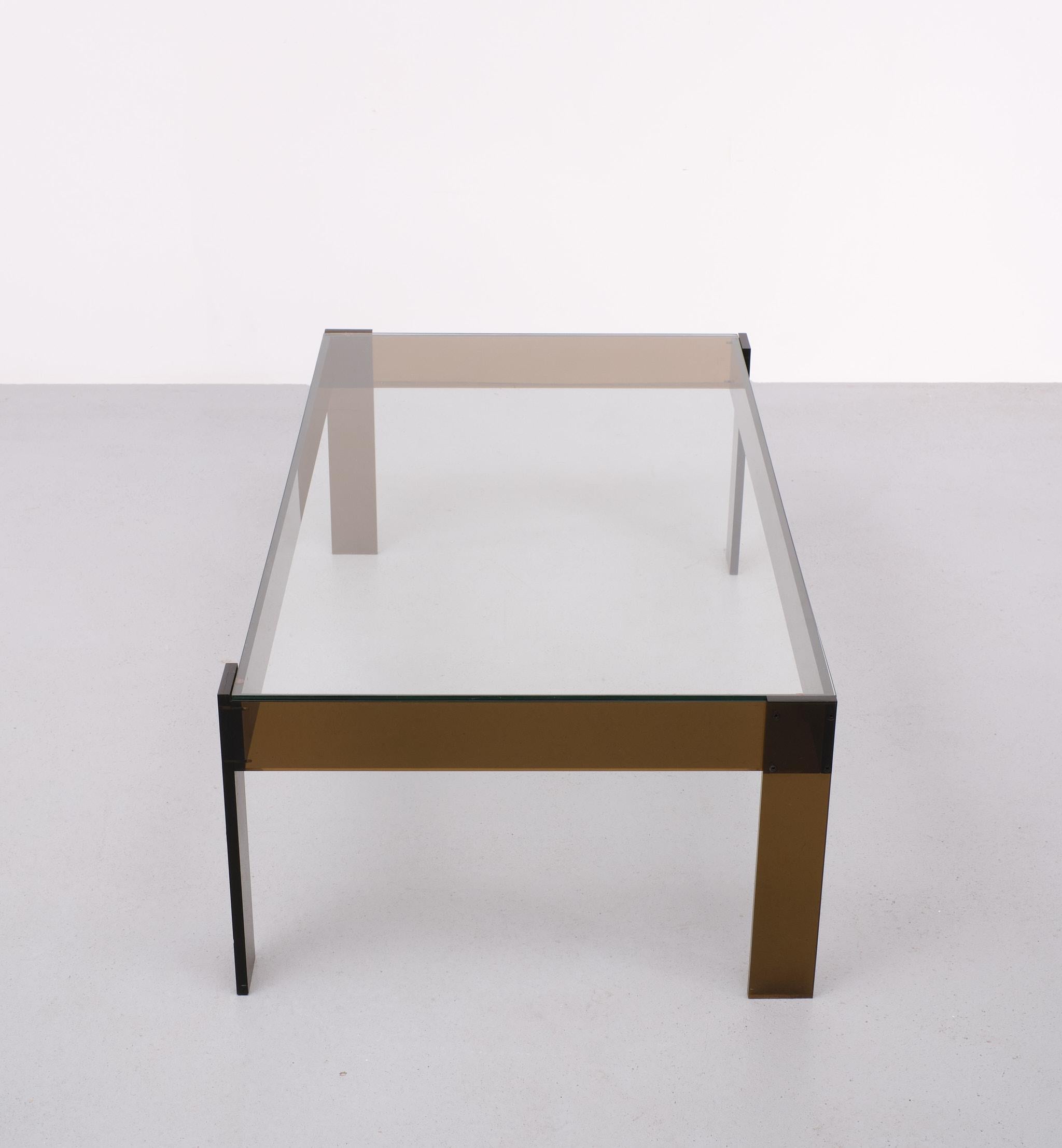 Late 20th Century Smoked Lucite coffee table Space Ace  France 1970s For Sale