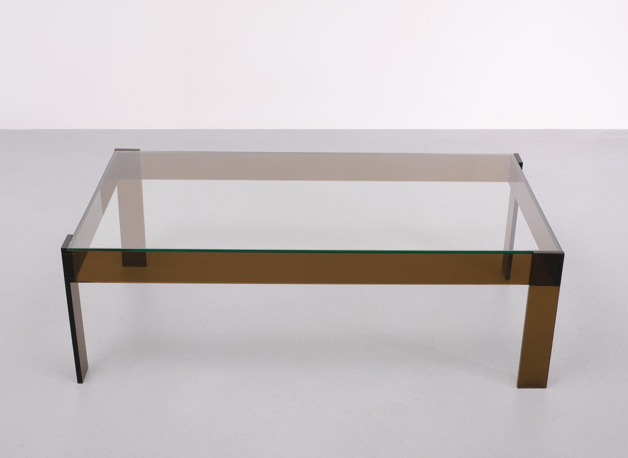 Smoked Lucite coffee table Space Ace  France 1970s  For Sale 1