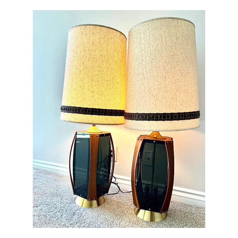 Smoked Lucite Lamp /Pair In Good Condition For Sale In Orange, CA