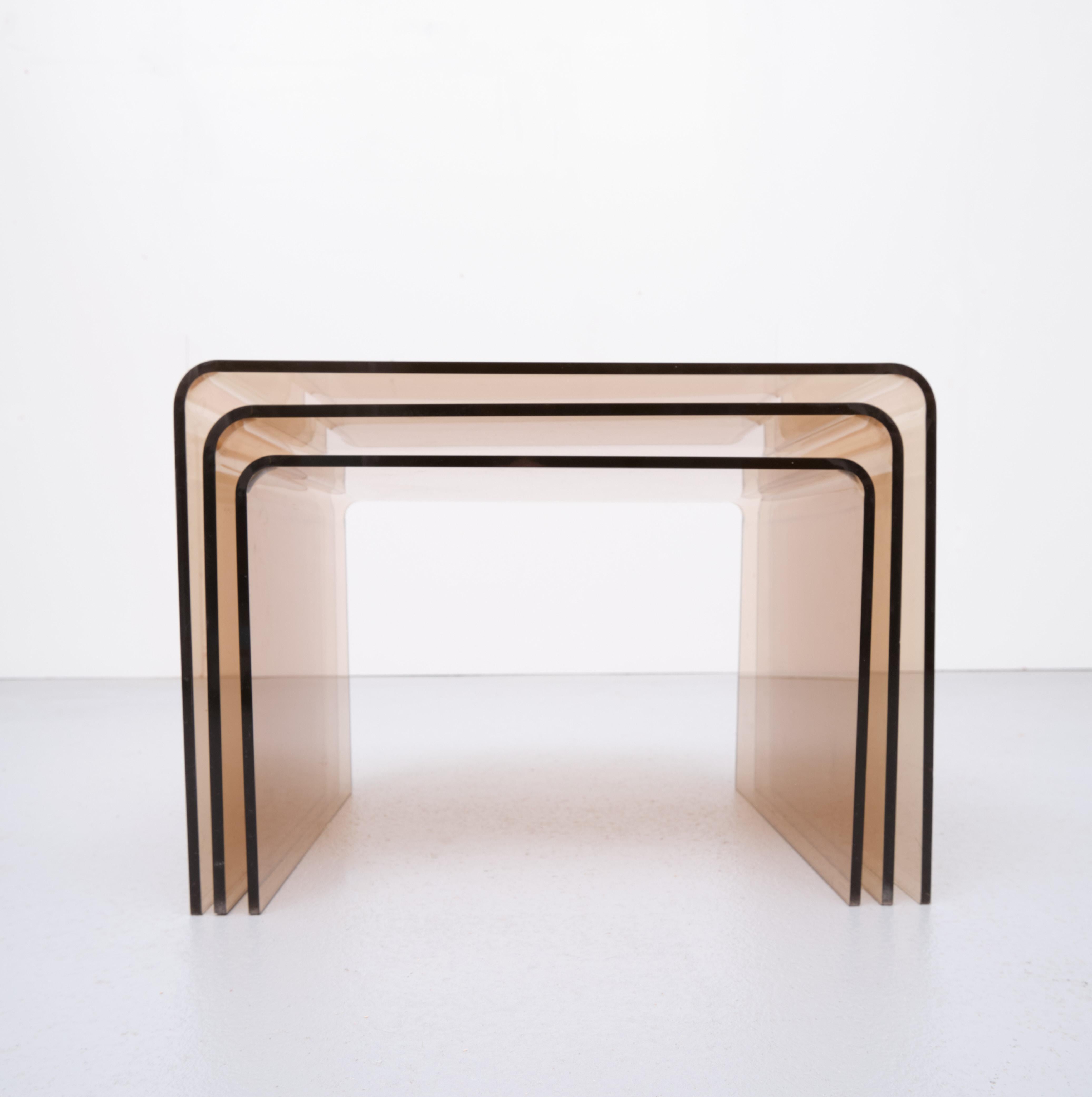 Smoked Lucite Nesting Tables, France, 1970s 5