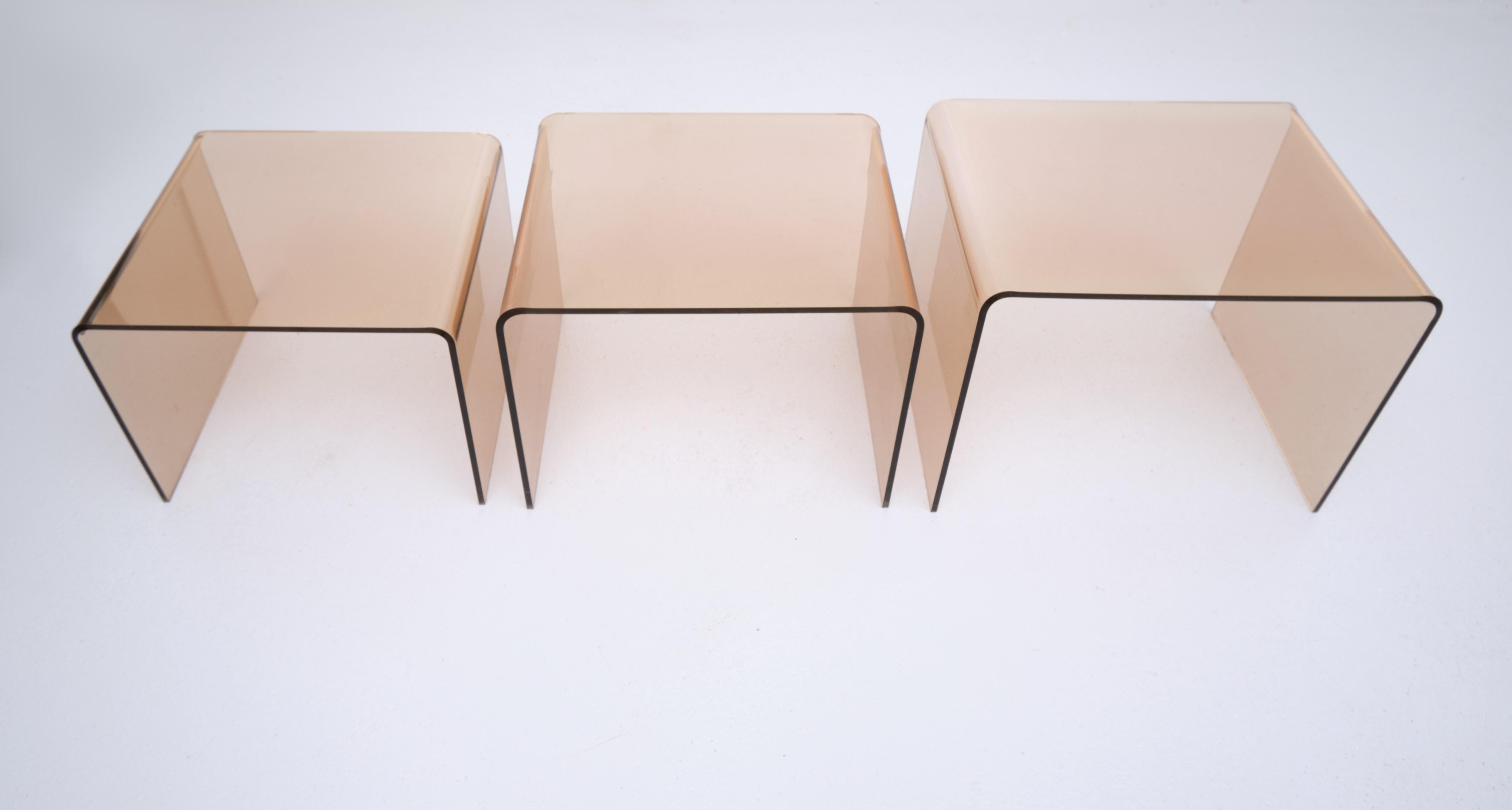 Late 20th Century Smoked Lucite Nesting Tables, France, 1970s