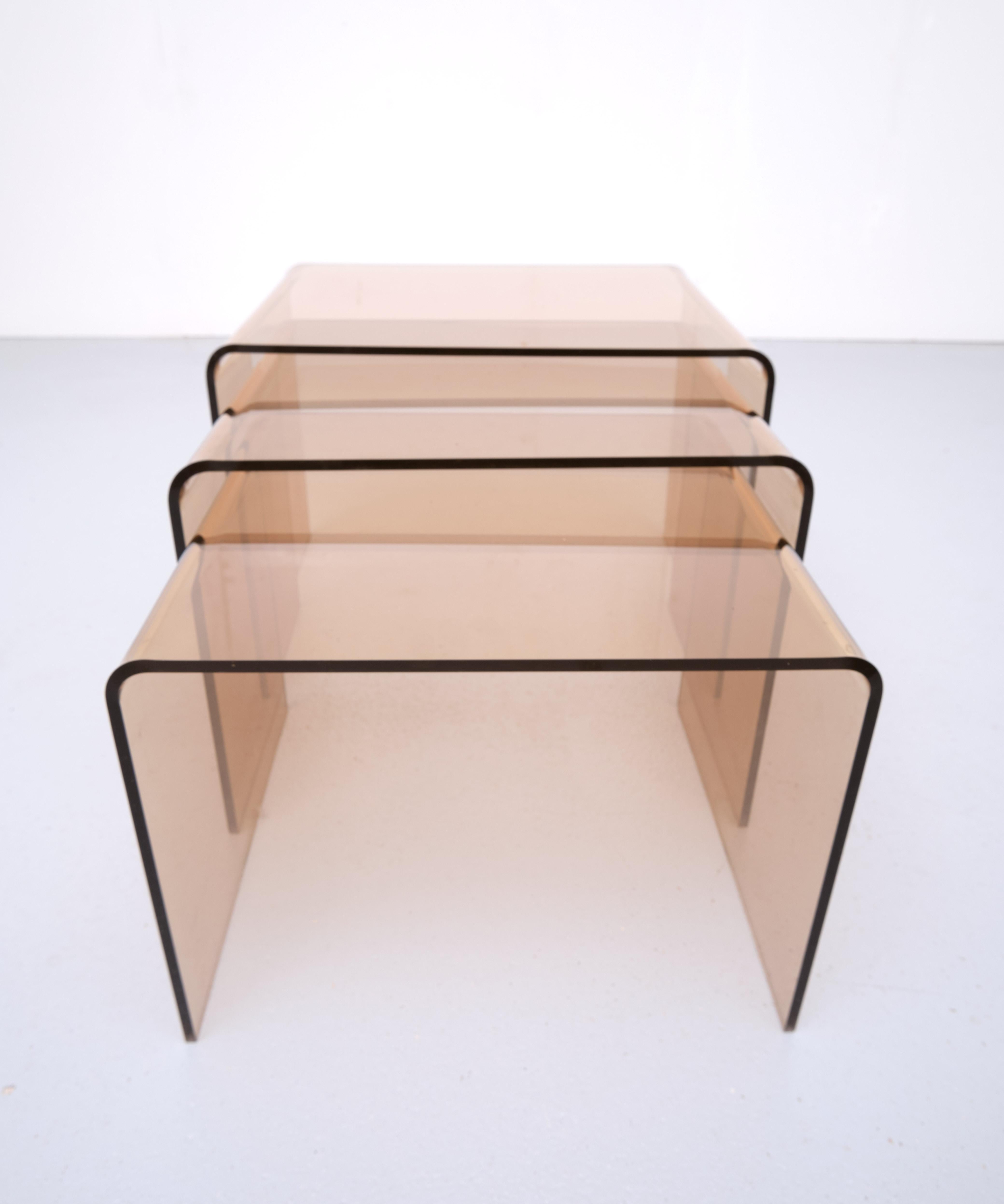 Smoked Lucite Nesting Tables, France, 1970s 1
