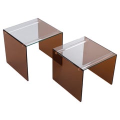 Smoked Lucite Side Tables Michel Dumas, 1970s, France 