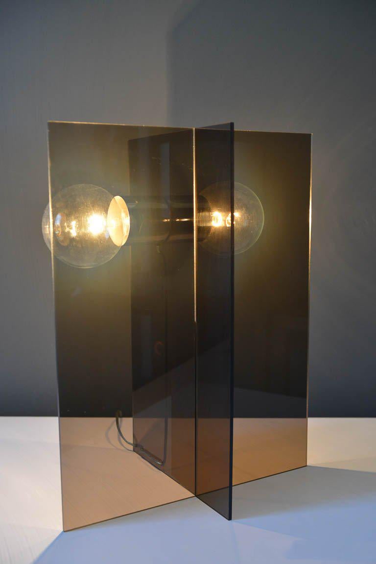 Mid-Century Modern Smoked Lucite Table Lamp in the Style of George Kovacs, circa 1970