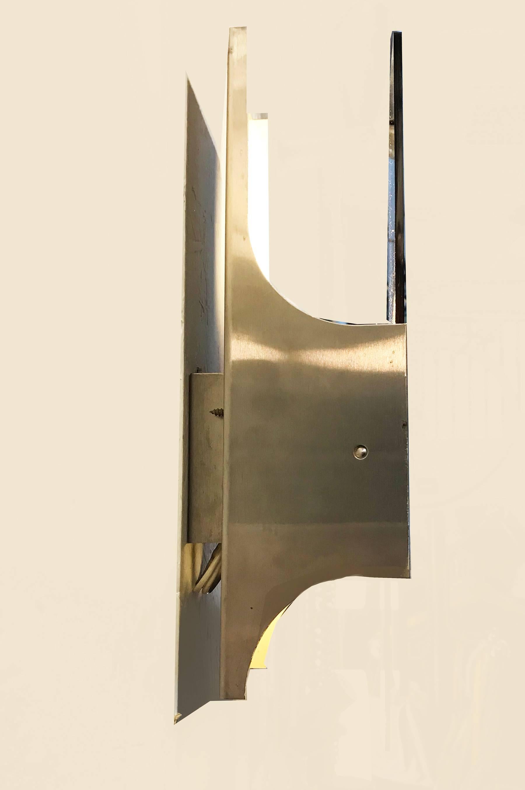 Smoked Methacrylate and Stainless Steel Sconces, 1970s, Set of Two 6