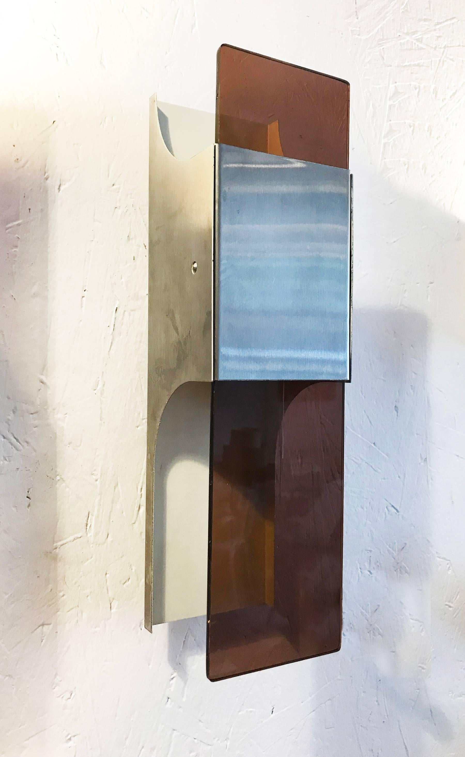 Smoked Methacrylate and Stainless Steel Sconces, 1970s, Set of Two 7