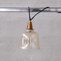 Smoked Mid-century Brass and Glass Bell Pendant (5 available)