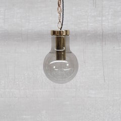 Smoked Midcentury Glass and Brass Pendant Lights by RAAK, '6 Available'
