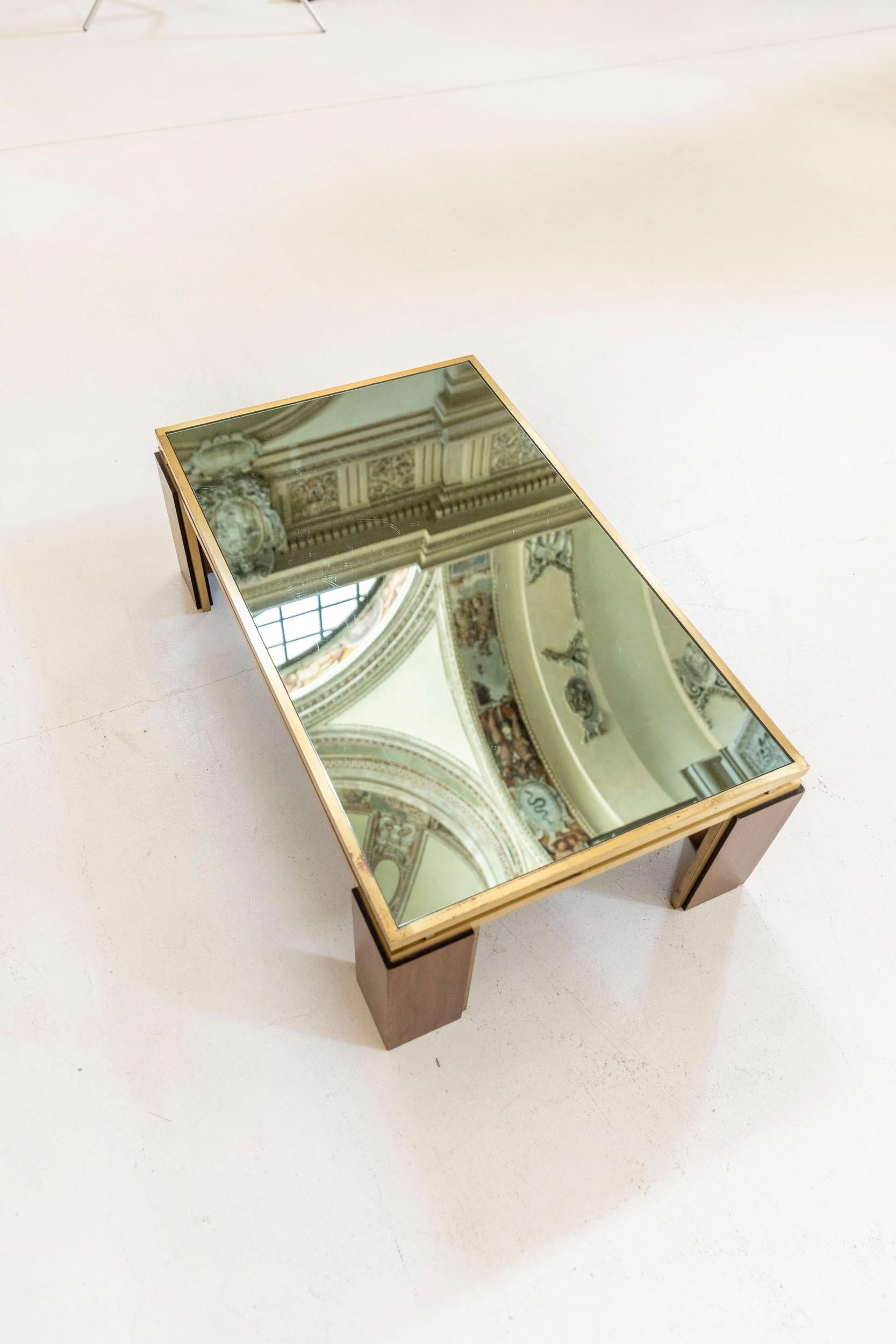 Italian Smoked Mirror Coffee Table Attributed to Frigerio For Sale