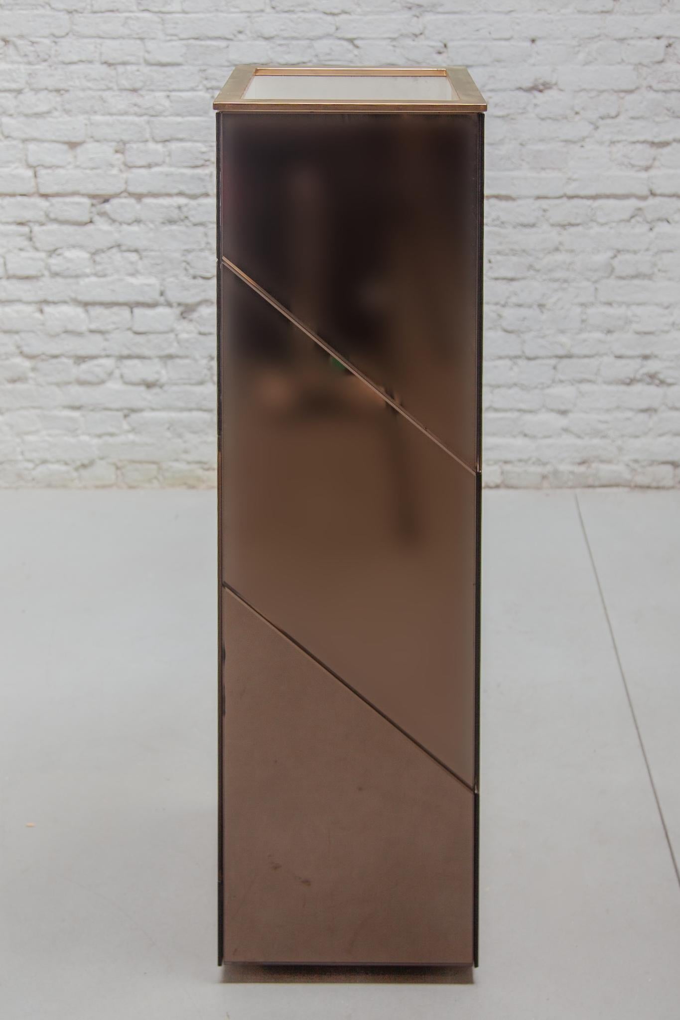 Smoked Mirrored Planter, Floor Lamp 1970s designed by Belgo chrome In Good Condition For Sale In Antwerp, BE