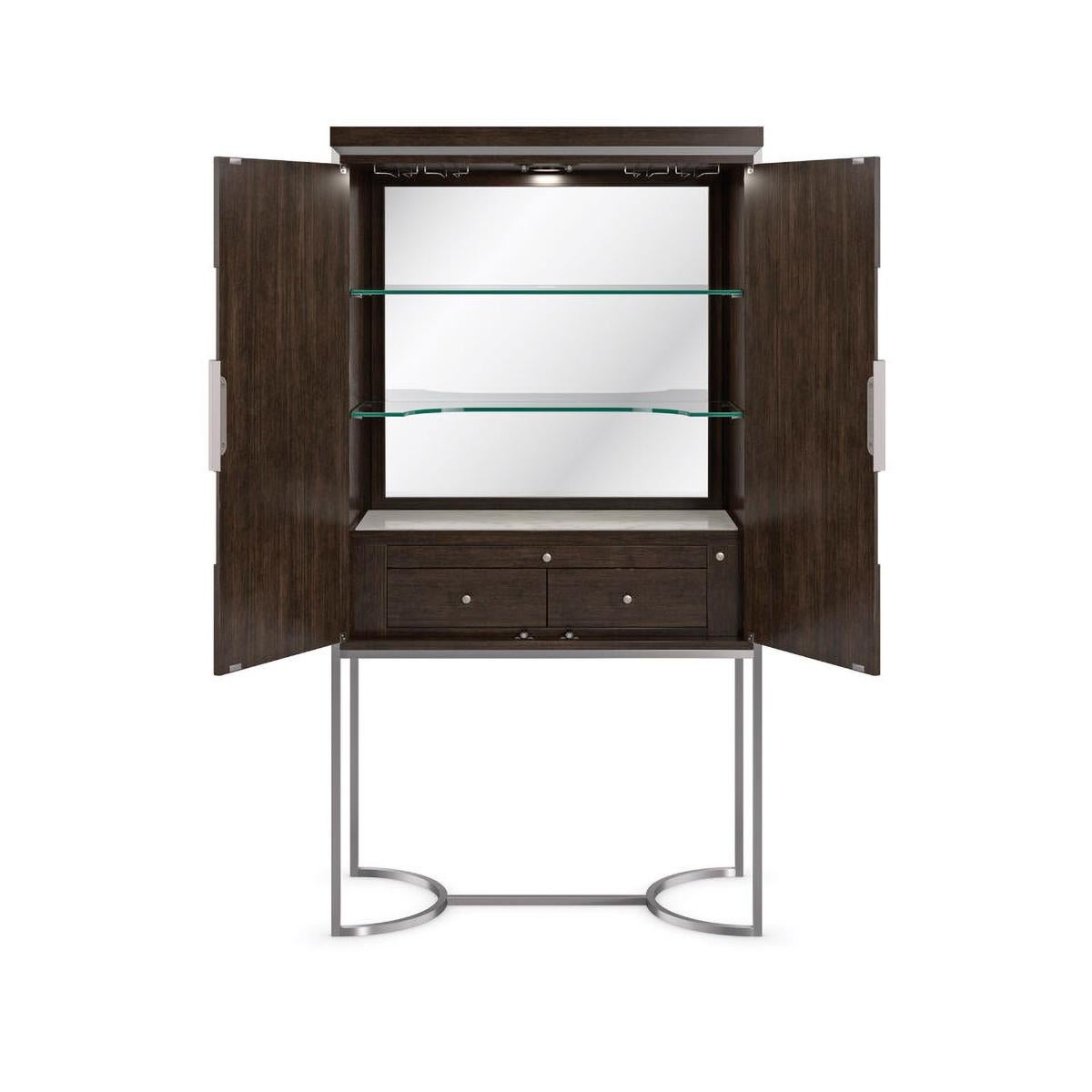 Smoked Modern Bar Cabinet In New Condition For Sale In Westwood, NJ