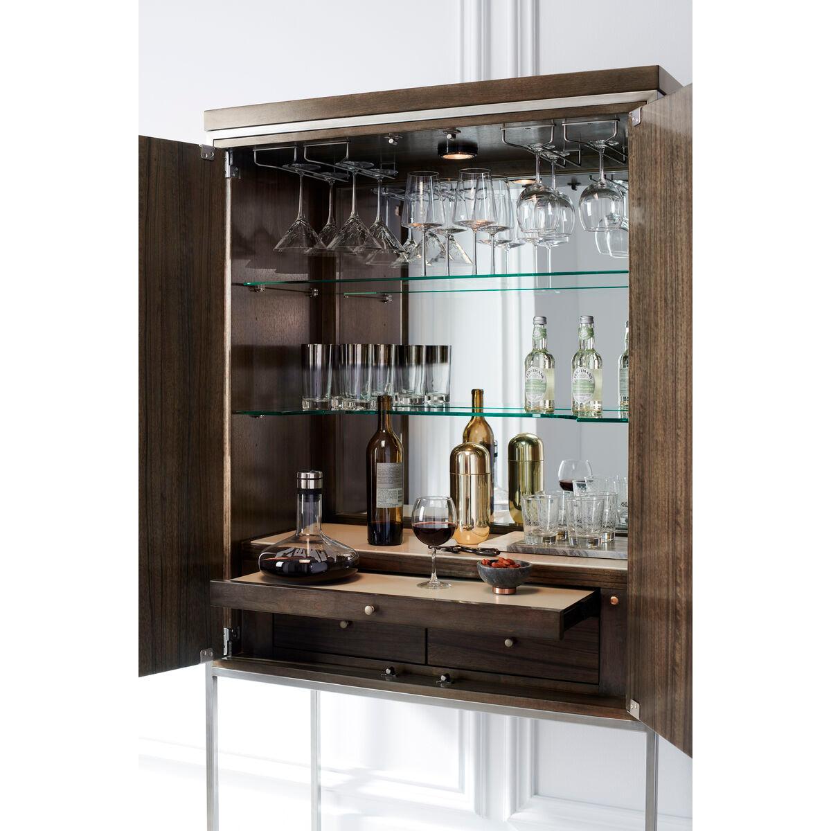 Contemporary Smoked Modern Bar Cabinet For Sale
