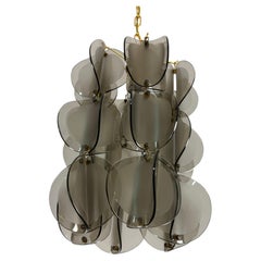 Smoked Murano glass Chandelier attributed to Vistosi, 1970s