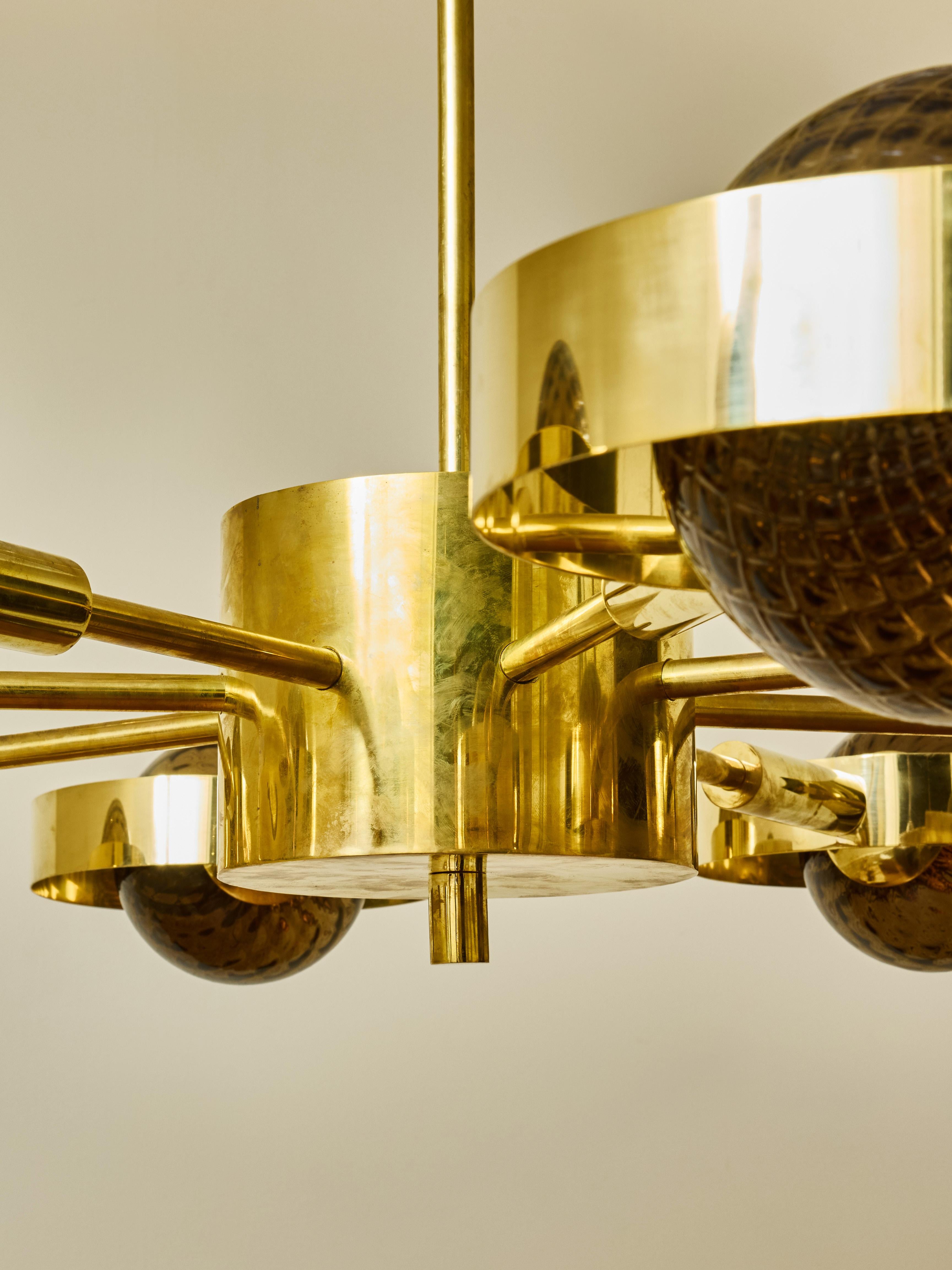 XXI secolo e contemporaneo Lampadario in vetro di Murano fumé di Studio A. Glustin in vendita