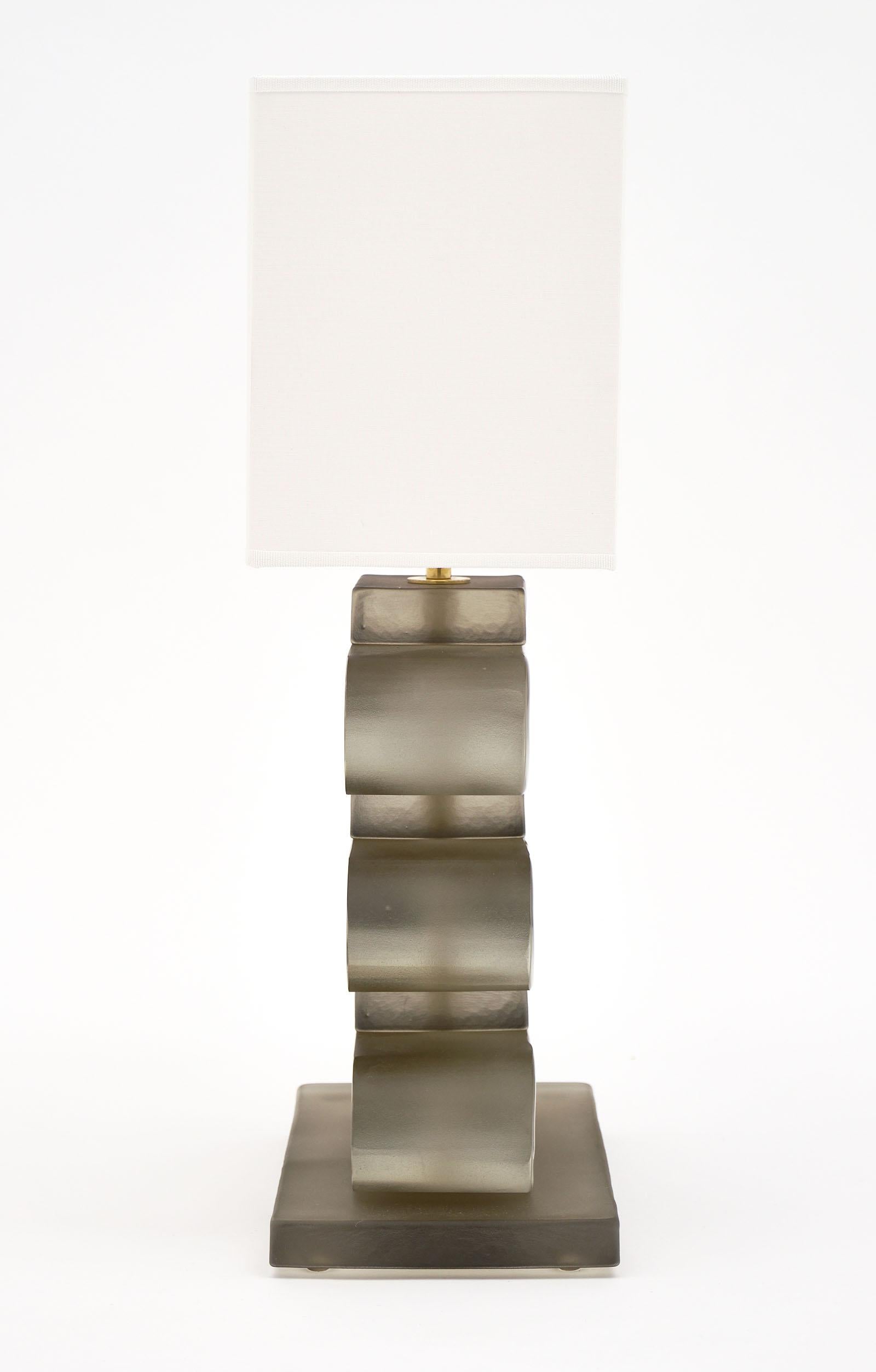 Smoked Murano Glass Geometric Lamps For Sale 3