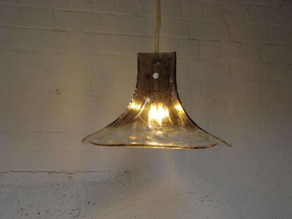 Smoked Murano Glass Pendant Lamp by Kalmar Franken, 1970s In Good Condition For Sale In Stuttgart, DE