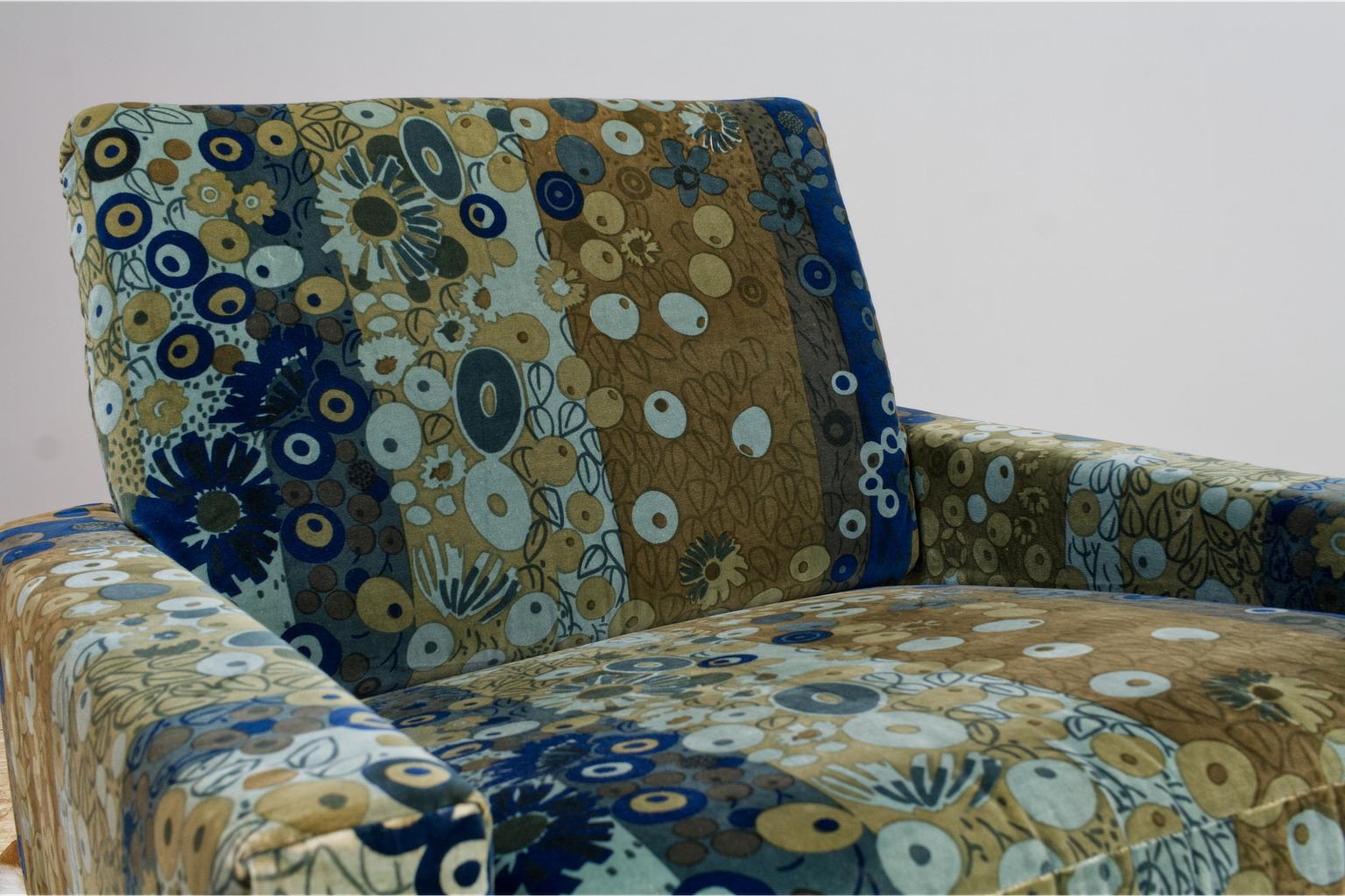 Mid-20th Century Smoked Oak and Jacaranda Georg Thams Lounge Chair Slatt Back Lenor Larsen Fabric