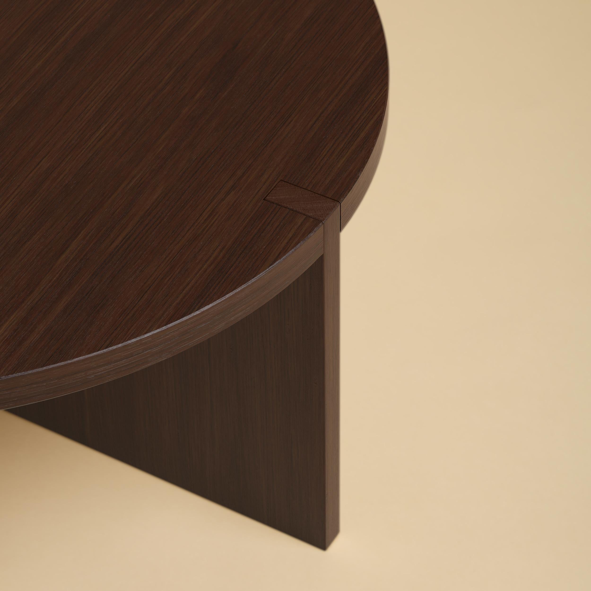 Italian Dark Smoked Oak Coffee Table with Round Top by Lebanto For Sale
