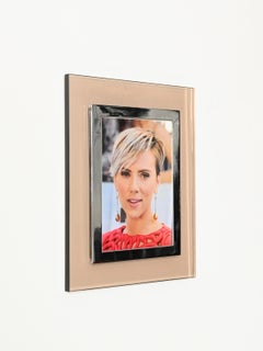 Smoked Pink Lucite and Chrome Wall Photo Frame, Dior Home, Italy, 1970s