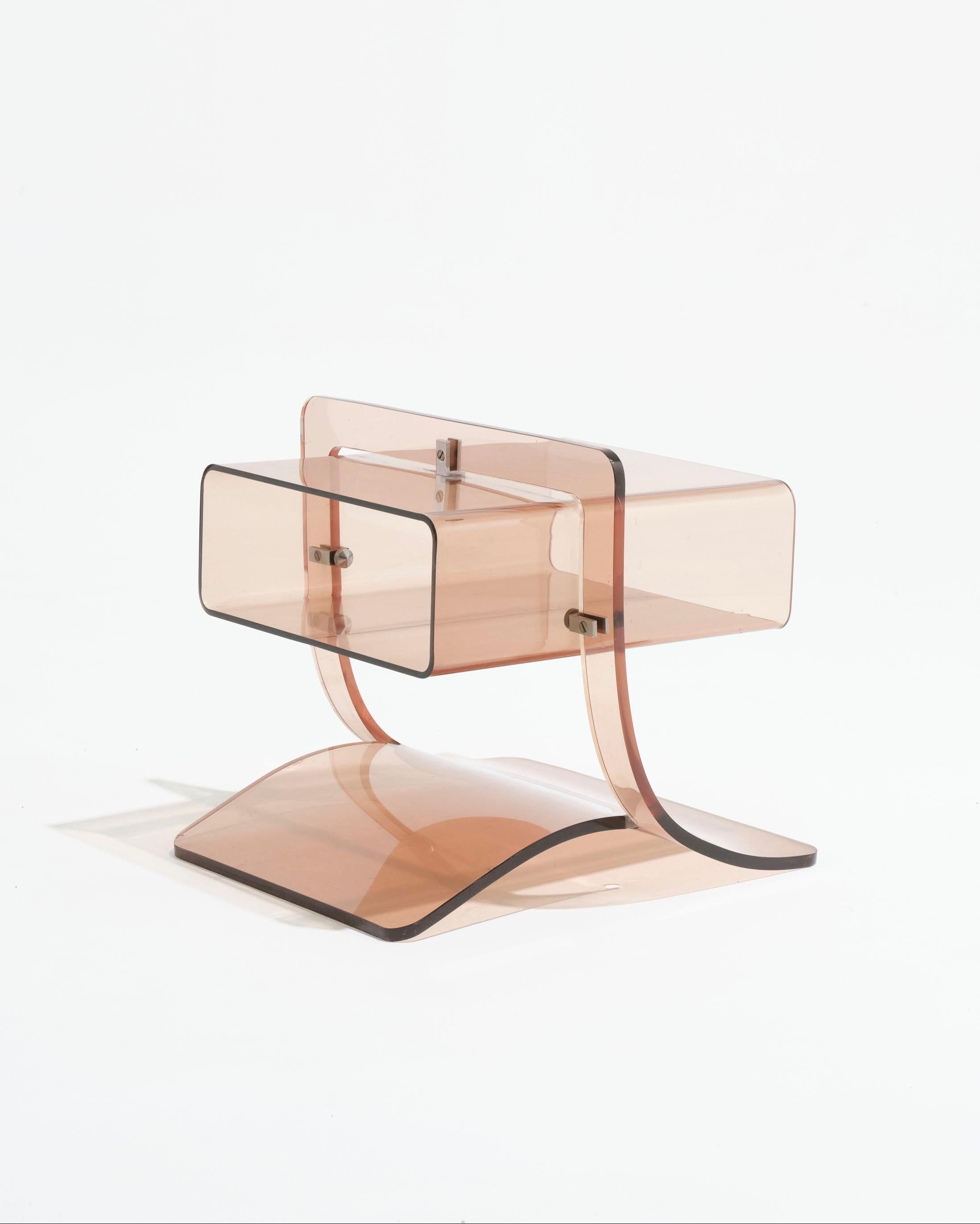 Plexiglass Smoked plexiglass bedside, Michel Dumas, 1970s For Sale