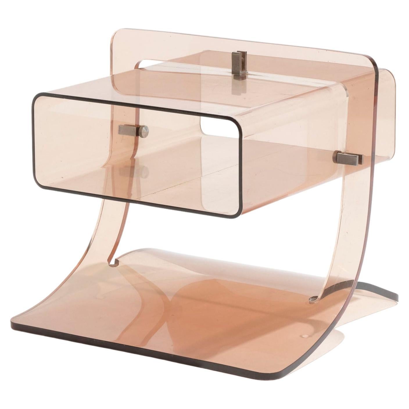 Smoked plexiglass bedside, Michel Dumas, 1970s For Sale