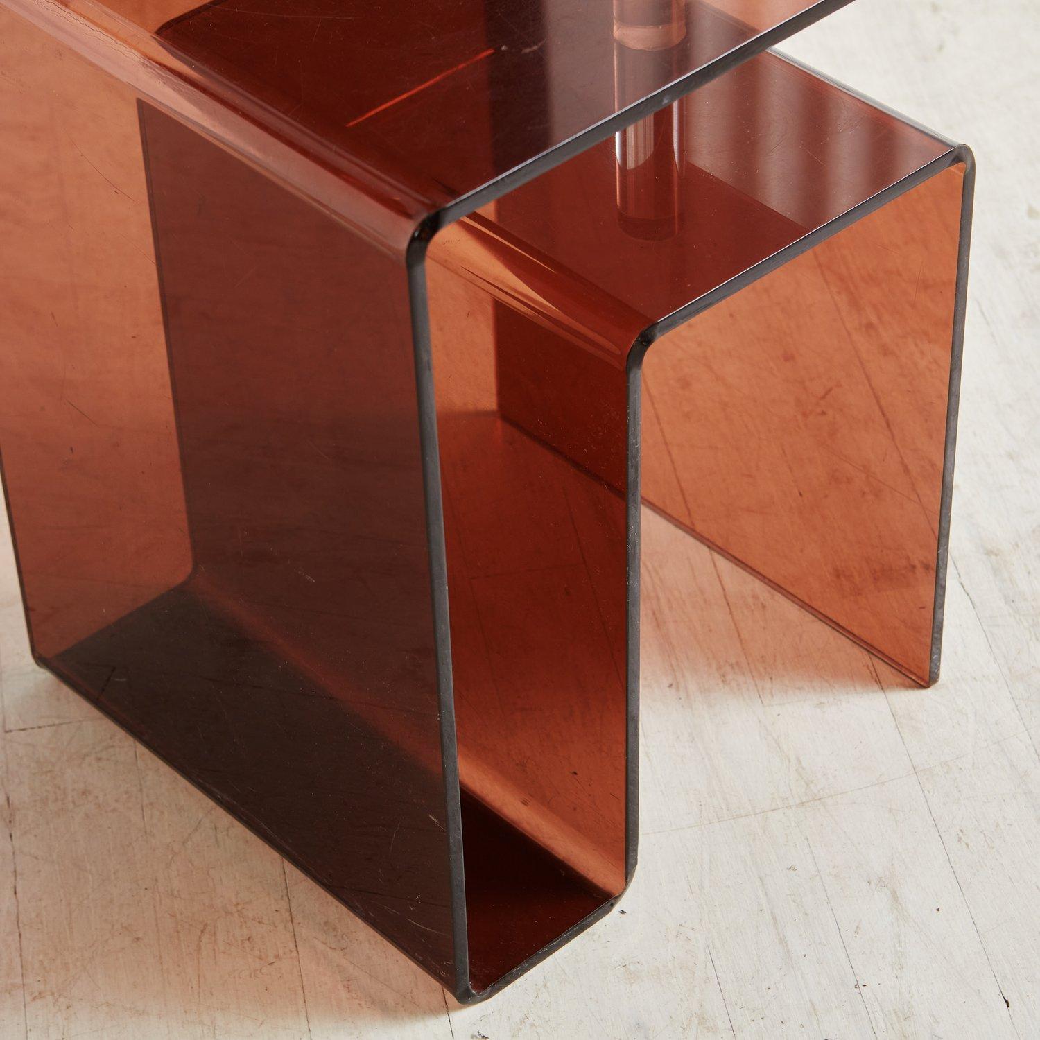 Smoked Plexiglass Side Table Attributed Michel Dumas for Roche Bobois, 1970s 4