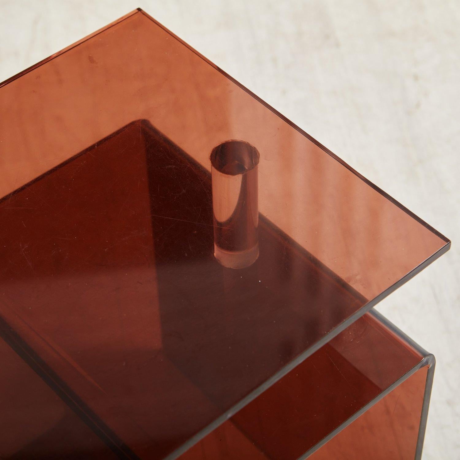 Smoked Plexiglass Side Table Attributed Michel Dumas for Roche Bobois, 1970s 3