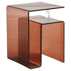 Smoked Plexiglass Side Table Attributed Michel Dumas for Roche Bobois, 1970s