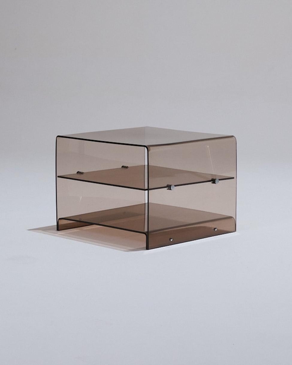 Smoked Plexiglass Side Table, Michel Dumas, 1970s In Good Condition For Sale In PARIS, FR