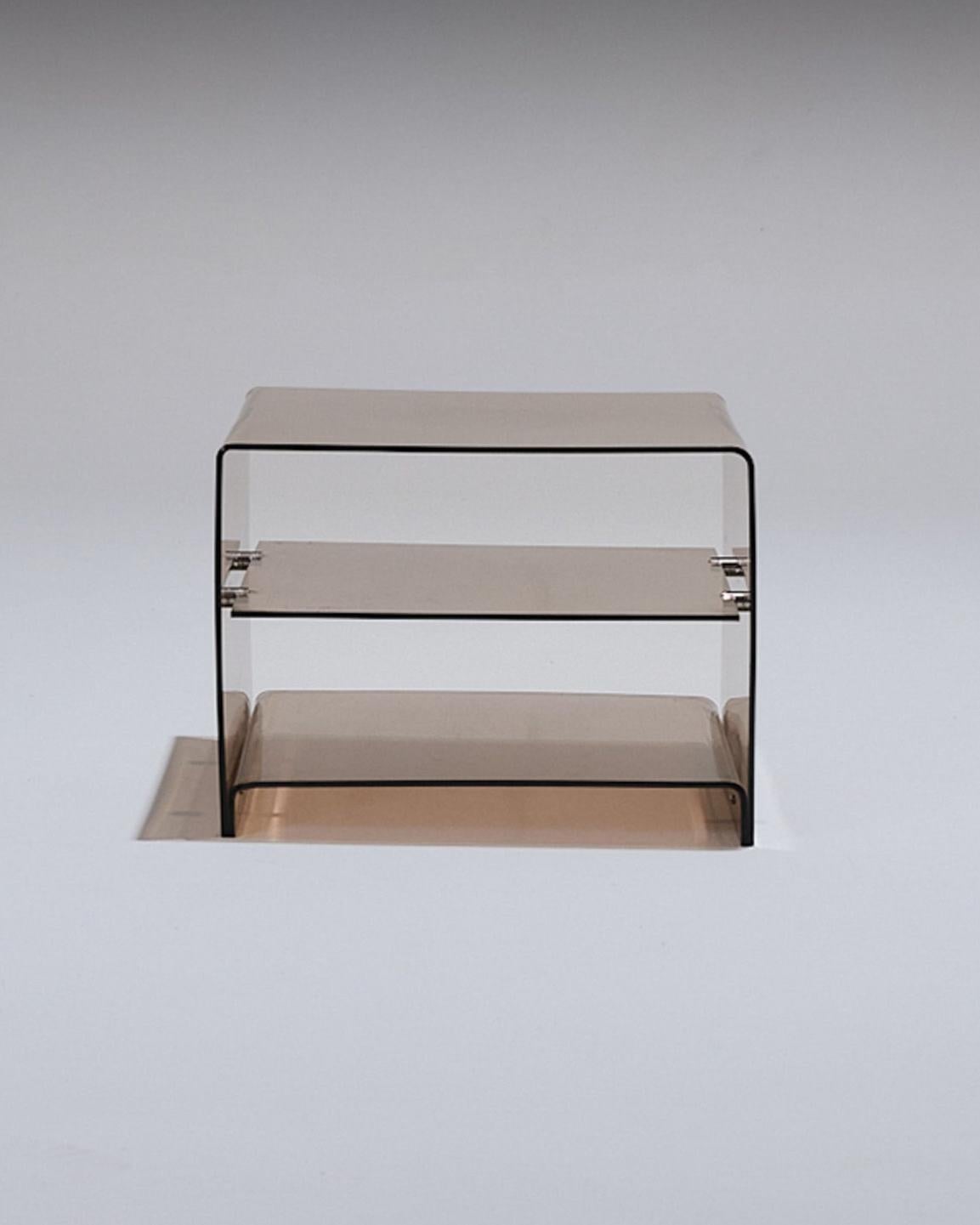 Late 20th Century Smoked Plexiglass Side Table, Michel Dumas, 1970s For Sale