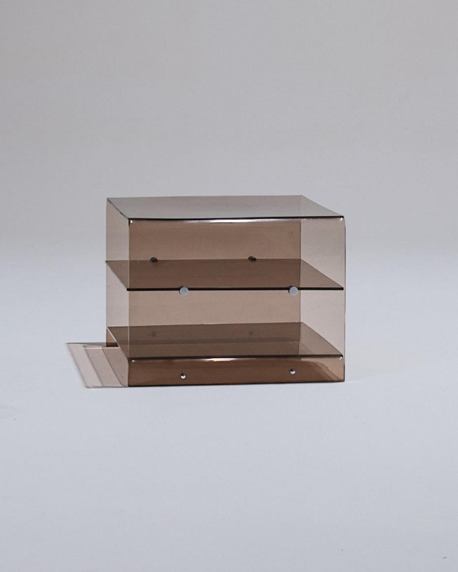 Smoked Plexiglass Side Table, Michel Dumas, 1970s For Sale 1