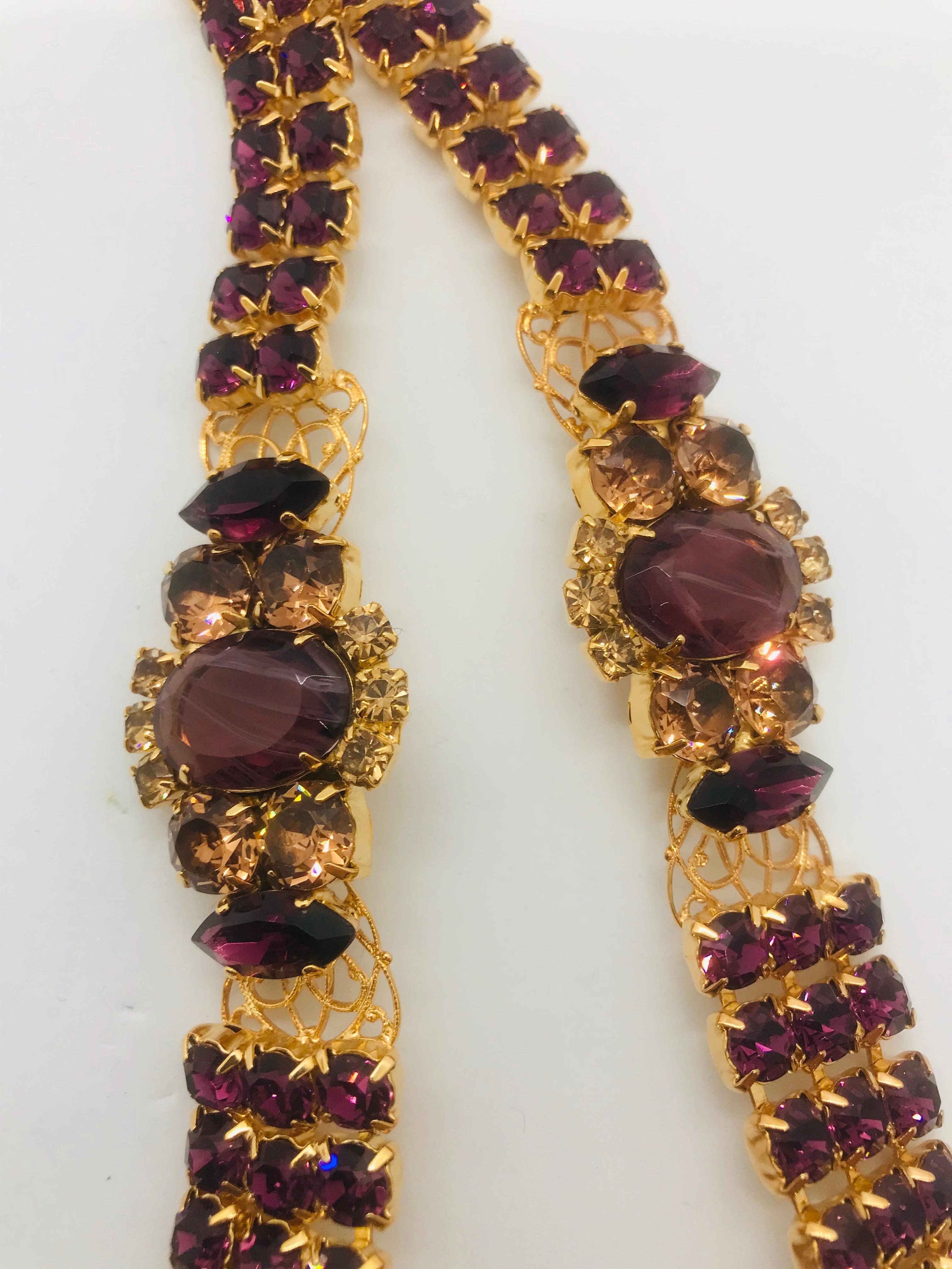 Women's Smoked Topaz and Amethyst Austrian Crystal 