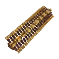 Smoked Topaz and Amethyst Austrian Crystal Flex Cuff Bracelet