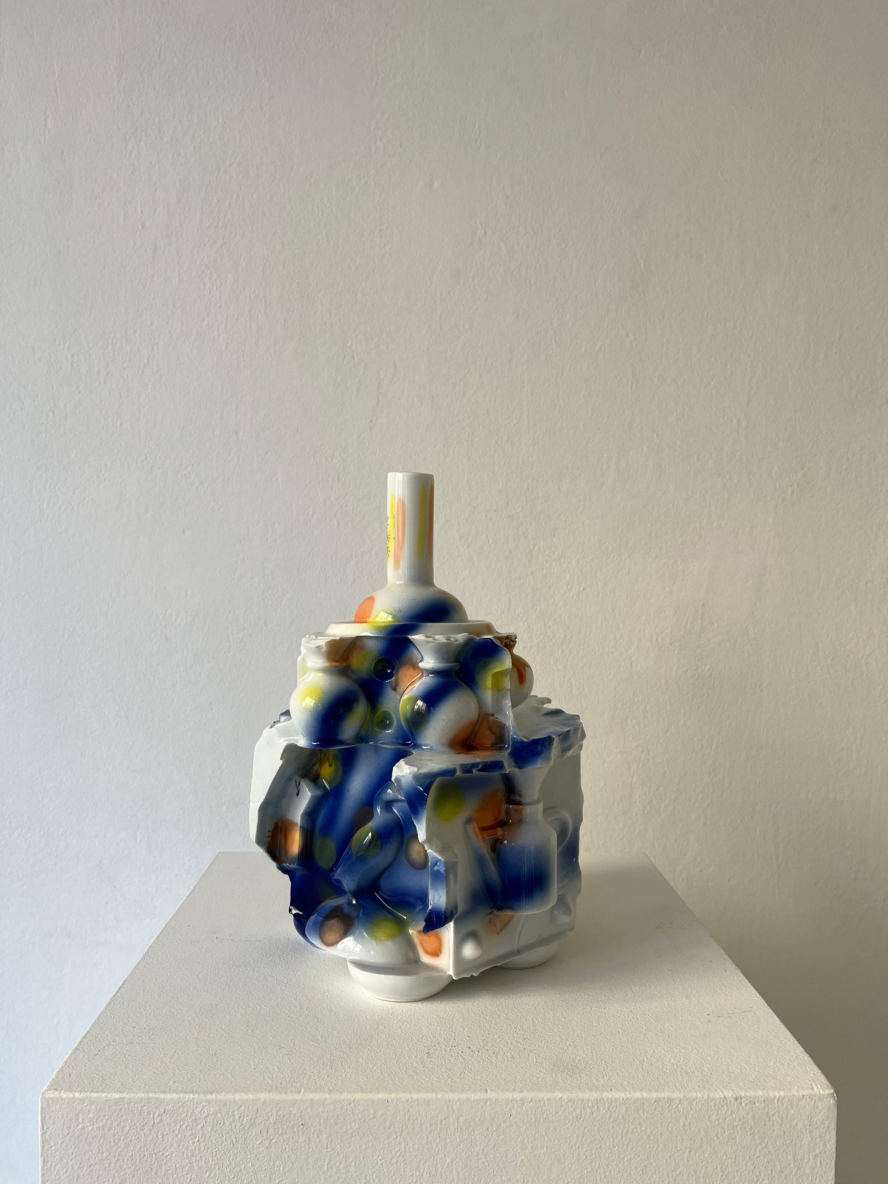 Vase en porcelaine émaillée décoré « Smoker », pièce unique Neuf - En vente à Milano, IT