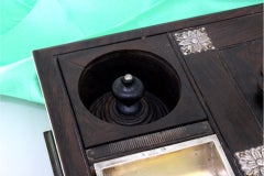 Smoker's box in rosewood with several compartments and silver applications