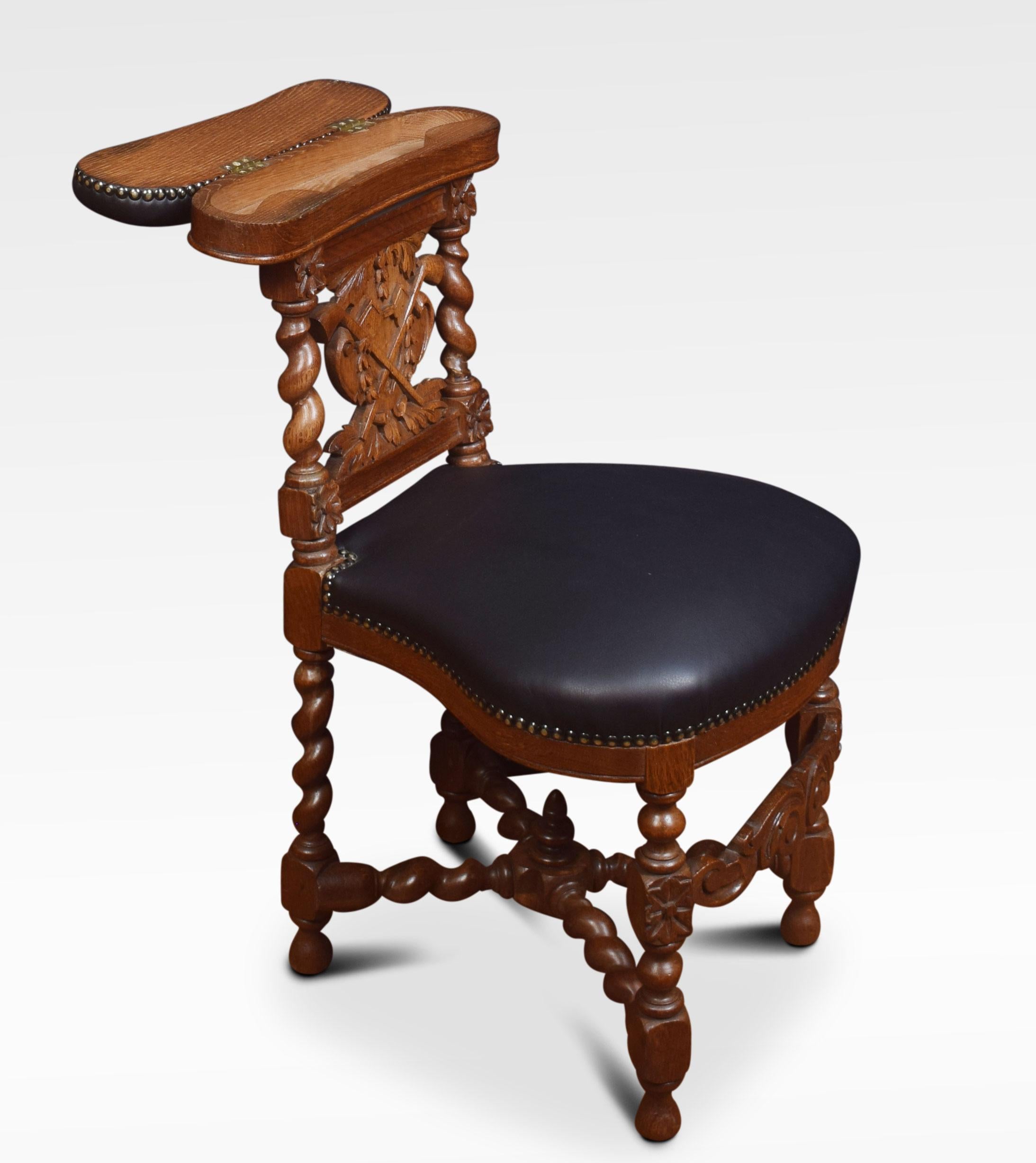 European Smokers Carved Oak Chair For Sale