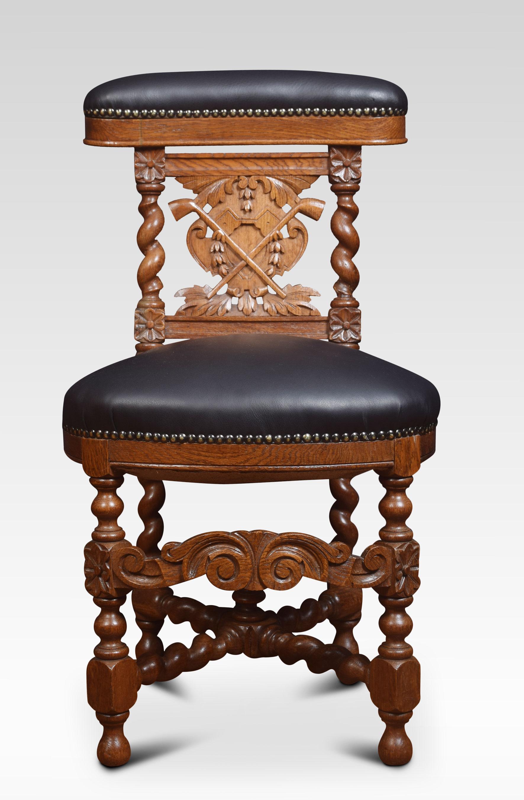 19th Century Smokers Carved Oak Chair For Sale