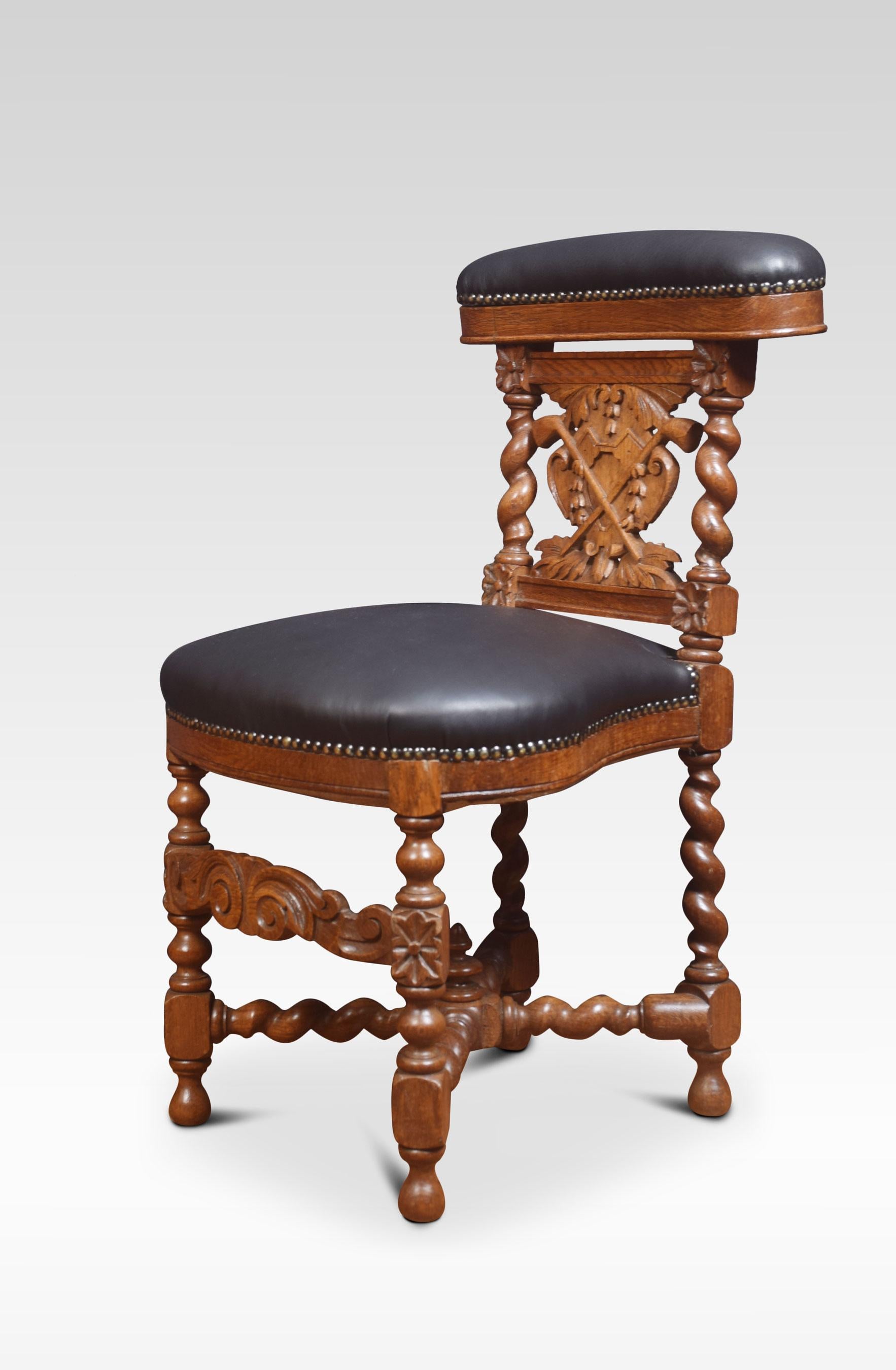 Smokers Carved Oak Chair For Sale 2