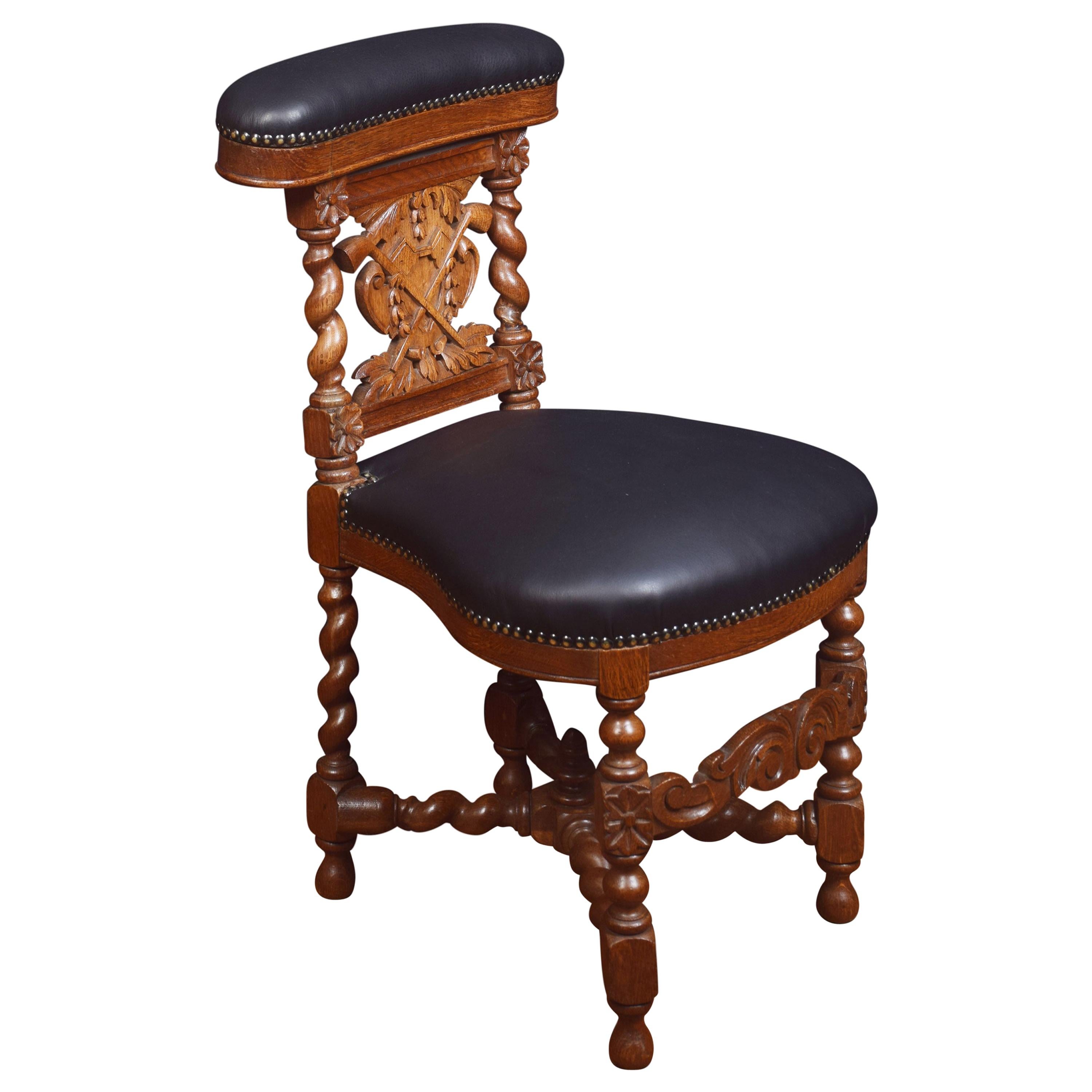 Smokers Carved Oak Chair For Sale