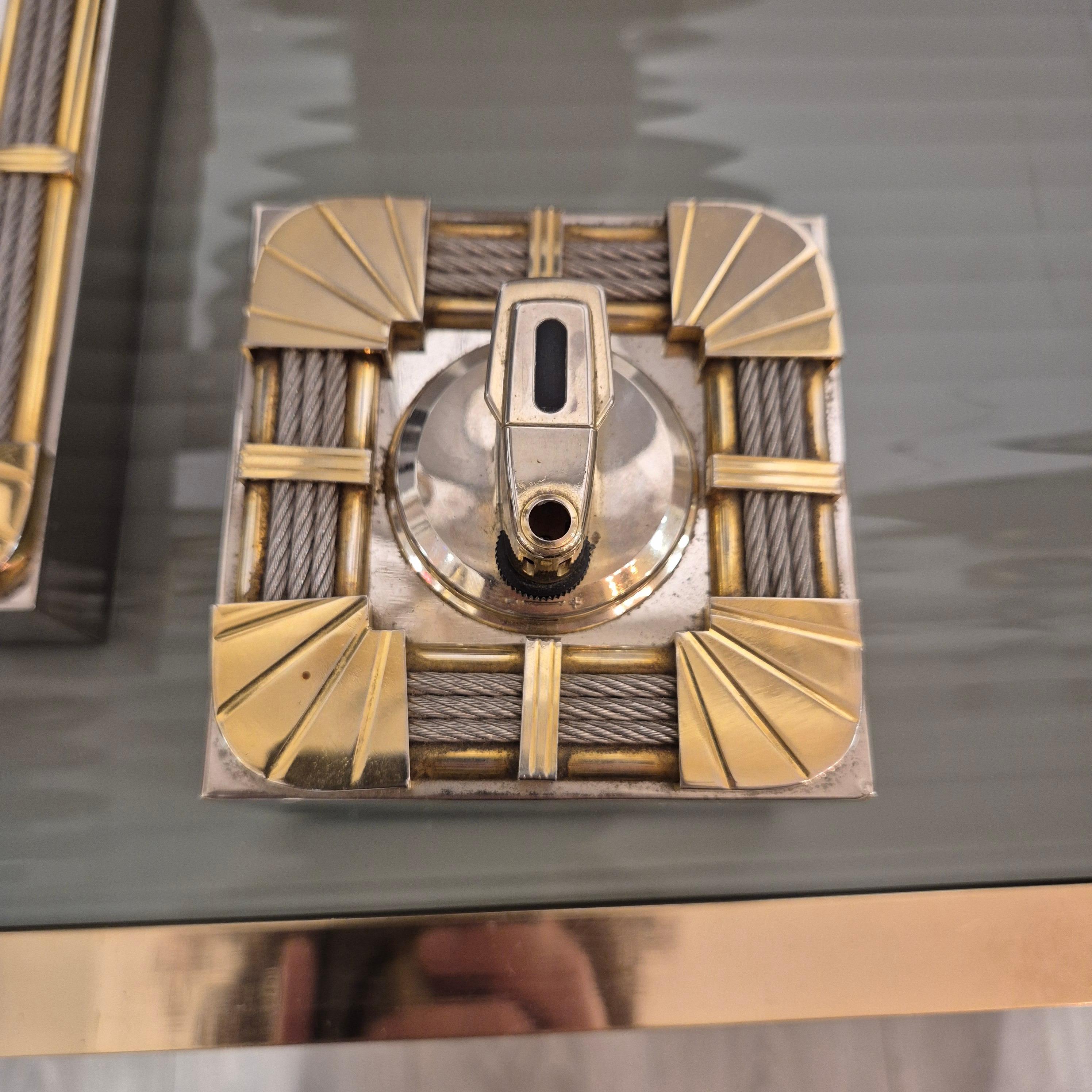 Juego de fumador firmado FRED, colección Force 10, metal plateado dorado y acero, 1960 en venta 2