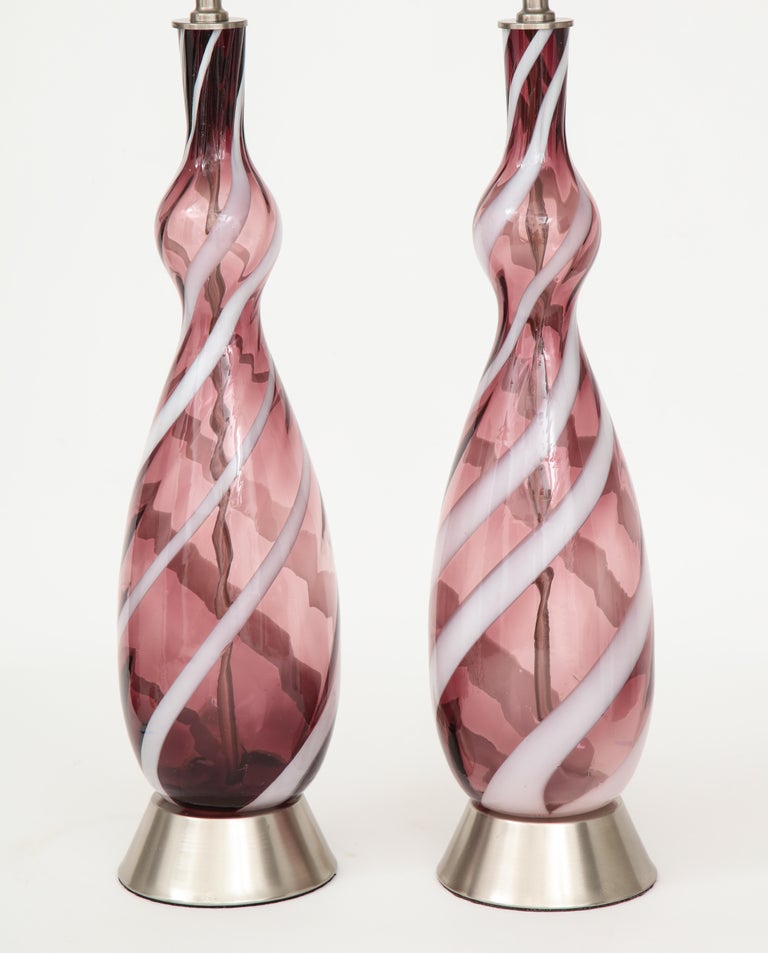 Italian Smokey Amethyst Murano Glass Lamps For Sale