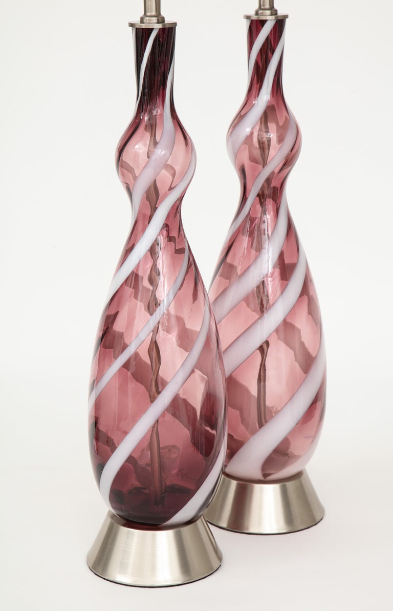 20th Century Smokey Amethyst Murano Glass Lamps For Sale