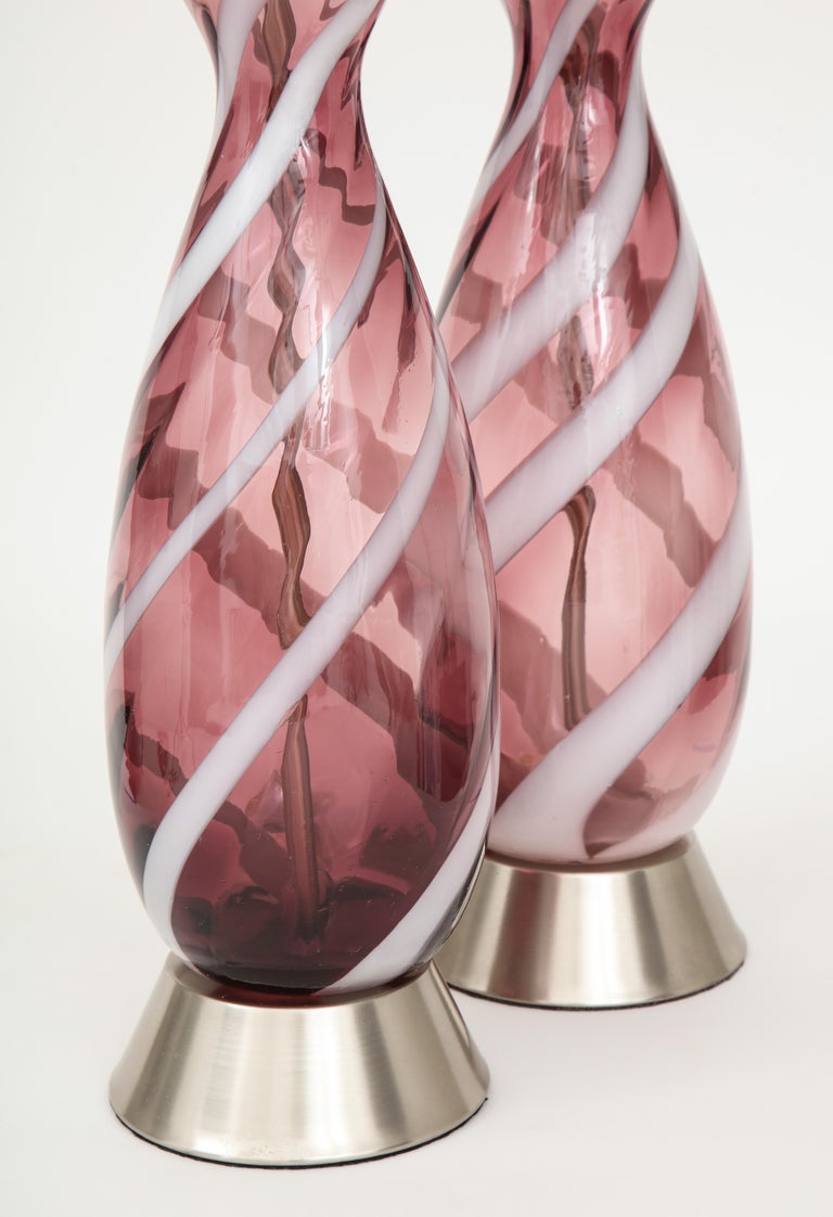 Smokey Amethyst Murano Glass Lamps For Sale 2