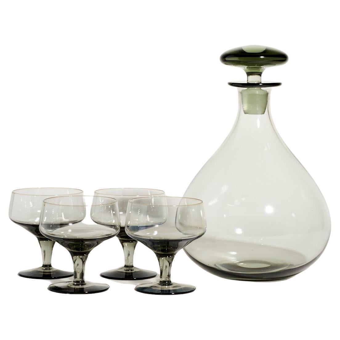 Mid Century Glass and Chrome Decanter Set at 1stDibs